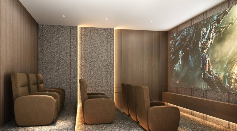 Modern luxury villa wellness space with home gym and cinema room
