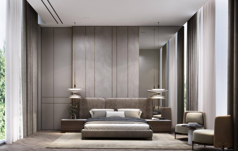 Premium Dubai villa with outdoor seating and covered parking